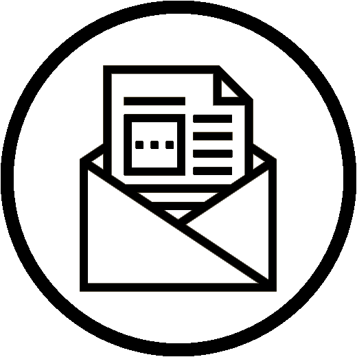 Icon of a document emerging from an envelope